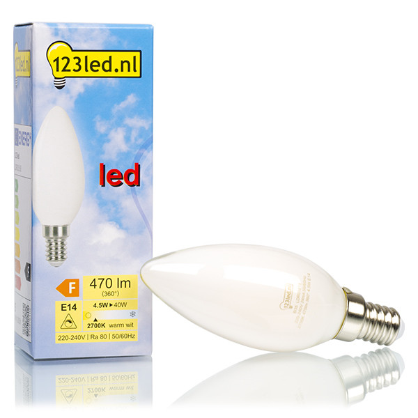 ongeluk Politieagent vervaldatum 123led E14 filament led-lamp kaars mat dimbaar 4.5W (40W) 123led 123led.nl