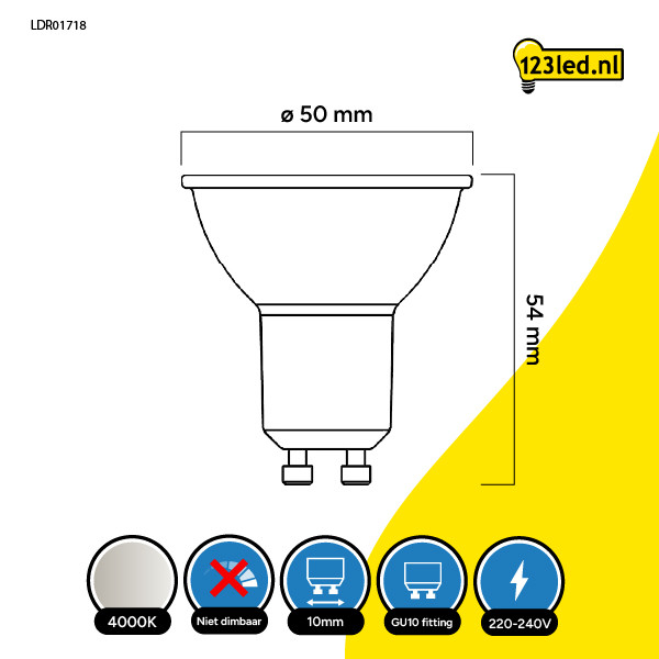 123led GU10 LED spot | 4000K | 2.4W (35W)  LDR01718 - 2