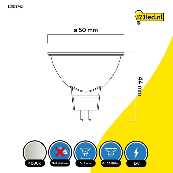 123led GU5.3 LED spot | 4000K | 2.2W (23W)  LDR01742 - 2