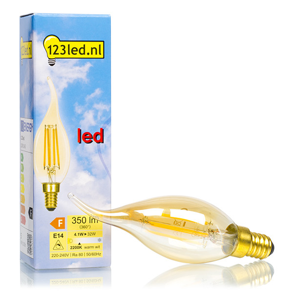 123led LED lamp E14 | Sierkaars | Filament | Goud | 2200K | Dimbaar | 4.1W (32W)  LDR01660 - 1