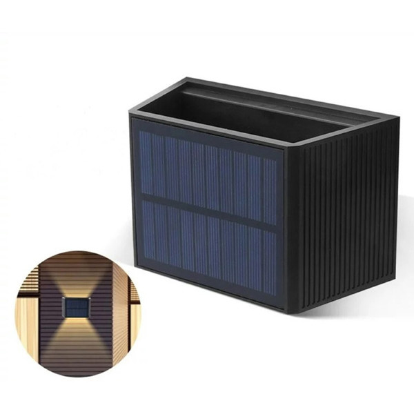 123led Solar wandlamp | Up & Down | 80 lumen | 2700K | IP65 | Zwart  LDR06765 - 1