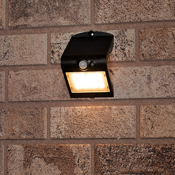 aanbidden Toneelschrijver elleboog Solar wandlamp met sensor | Kyoto | Zwart | 3000K | 1.5W 123led 123led.nl