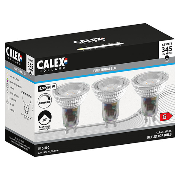 Calex GU10 LED spot | 2700K | Dimbaar | 4.9W (50W) 3 stuks  LCA00966 - 1