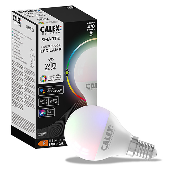 zelfmoord Doodskaak leef ermee Calex Smart lamp E14 | Kogel P45 | RGB + 2200K-4000K | 470 lumen | 5W Calex  123led.nl