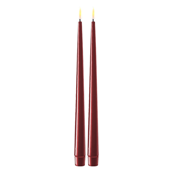 Deluxe HomeArt Led dinerkaars 28 cm | Bourgogne Red | 3D vlam | Shiny | 2 stuks | Deluxe HomeArt  LDH00357 - 1