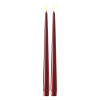 Led dinerkaars 28 cm | Bourgogne Red | 3D vlam | Shiny | 2 stuks | Deluxe HomeArt