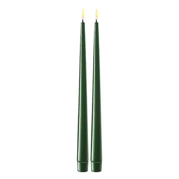 Deluxe HomeArt Led dinerkaars 28 cm | Dark Green | 3D vlam | Shiny | 2 stuks | Deluxe HomeArt  LDH00361 - 1