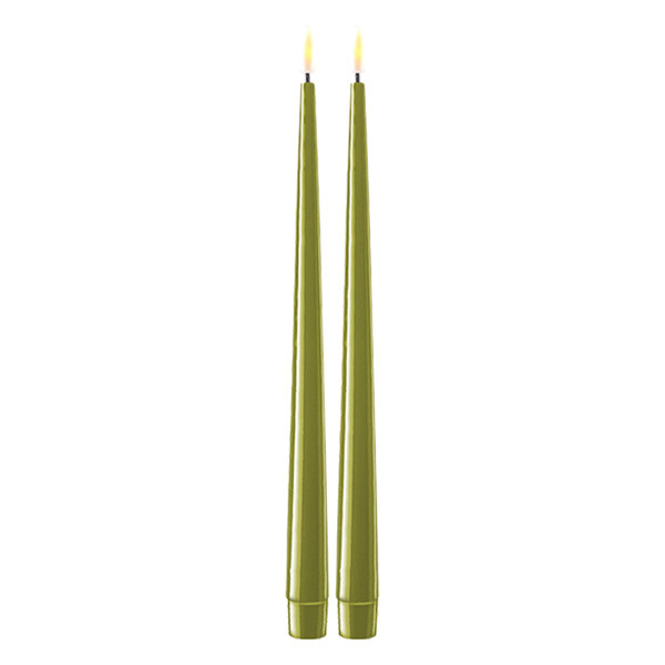 Deluxe HomeArt Led dinerkaars 28 cm | Olive Green | 3D vlam | Shiny | 2 stuks | Deluxe HomeArt  LDH00345 - 1