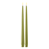 Led dinerkaars 28 cm | Olive Green | 3D vlam | Shiny | 2 stuks | Deluxe HomeArt