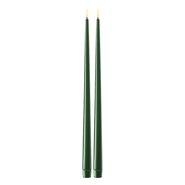 Deluxe HomeArt Led dinerkaars 38 cm | Dark Green | 3D vlam | Shiny | 2 stuks | Deluxe HomeArt  LDH00362 - 1