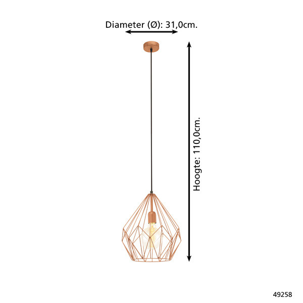 Eglo Hanglamp E27 | Carlton | Koper  LEG00191 - 4