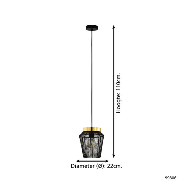 Eglo Hanglamp E27 | Escandidos | Zwart  LEG00208 - 3