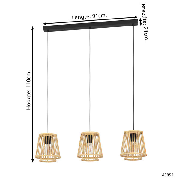 Eglo Hanglamp E27 | Hykeham 3 | Hout  LEG00217 - 4