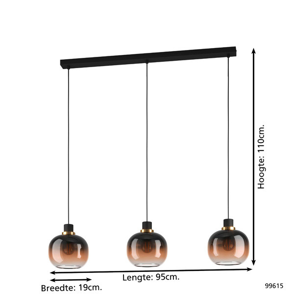 Eglo Hanglamp E27 | Oilella 3 | Zwart/Goud  LEG00257 - 6