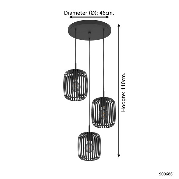 Eglo Hanglamp E27 | Romazzina 3 | Rond Zwart  LEG00276 - 6