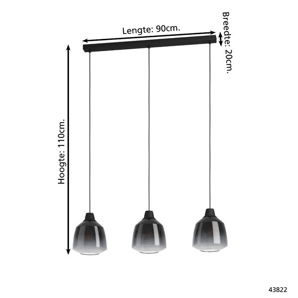 Eglo Hanglamp E27 | Sedbergh 3 | Zwart  LEG00281 - 3