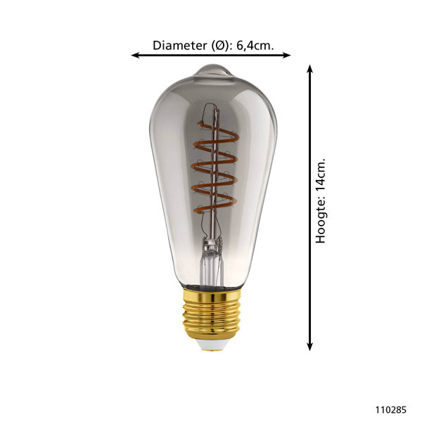 Eglo Smart LED lamp E27 | Edison ST64 | Filament | Smokey | Zigbee | 2000K | 4W (16W)  LEG00035 - 6