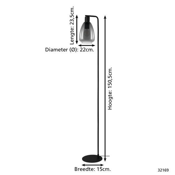 Eglo Vloerlamp E27 | Chelvey | Zwart  LEG00330 - 4