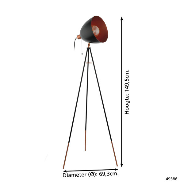 Eglo Vloerlamp E27 | Chester | Zwart  LEG00332 - 3