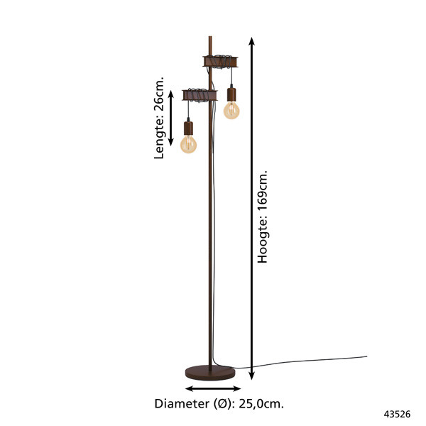 Eglo Vloerlamp E27 | Townshend 4 | Bruin  LEG00411 - 4