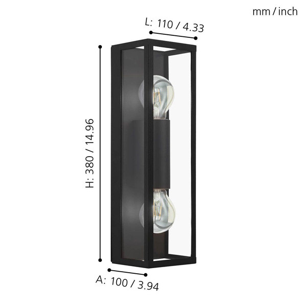 Eglo Wandlamp E27 | Amezola 2 | Zwart  LEG00302 - 3