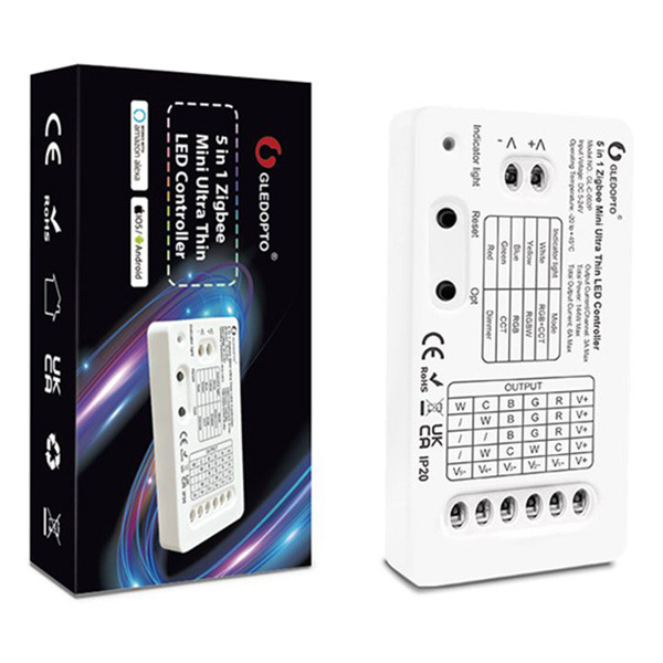 Prooi Array eigendom Zigbee led strip mini controller | 5 in 1 | RGB+CCT | Gledopto 123led.nl