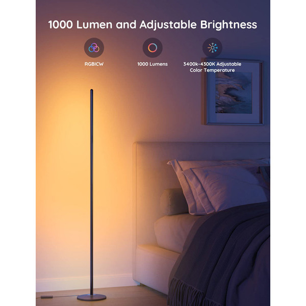 Govee RGBICW Smart Corner Floor Lamp | Wi-Fi, Bluetooth | Zwart  LGO00129 - 5
