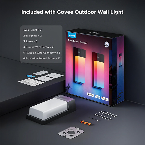 Govee Smart Outdoor Wall light | Wi-Fi + Bluetooth  LGO00172 - 8