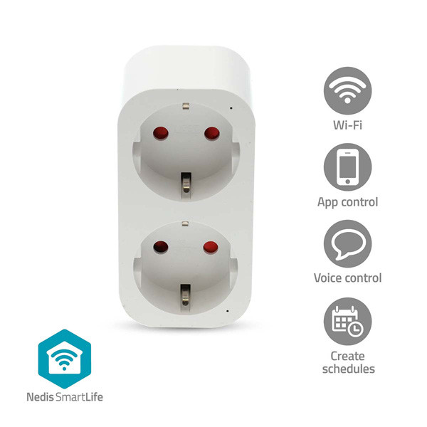 Nedis SmartLife Duo Smart Plug met energiemeter | Max. 3680W | Wit (NL)  LNE00197 - 7