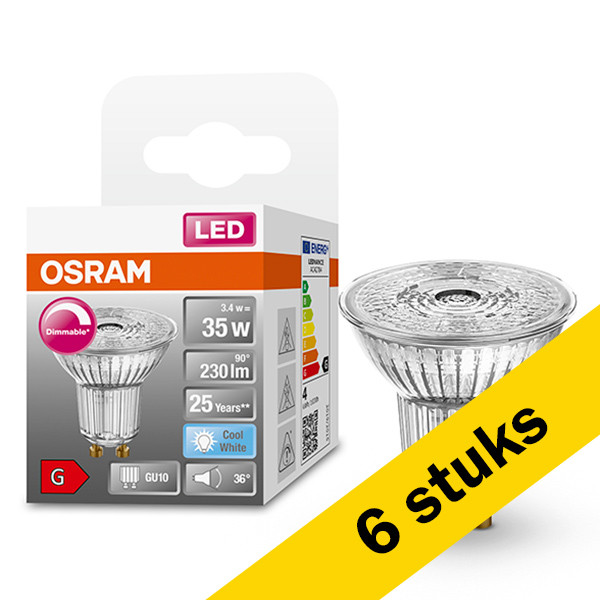 Osram Aanbieding: 6x Osram GU10 LED spot | 4000K | Dimbaar | 3.4W (35W)  LOS00261 - 1