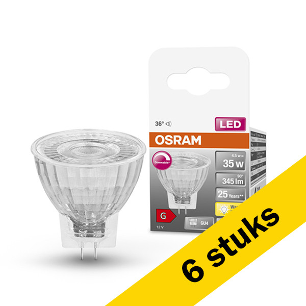 Osram Aanbieding: 6x Osram GU4 LED spot | MR11 | 2700K | Dimbaar | 4.5W (35W)  LOS00301 - 1