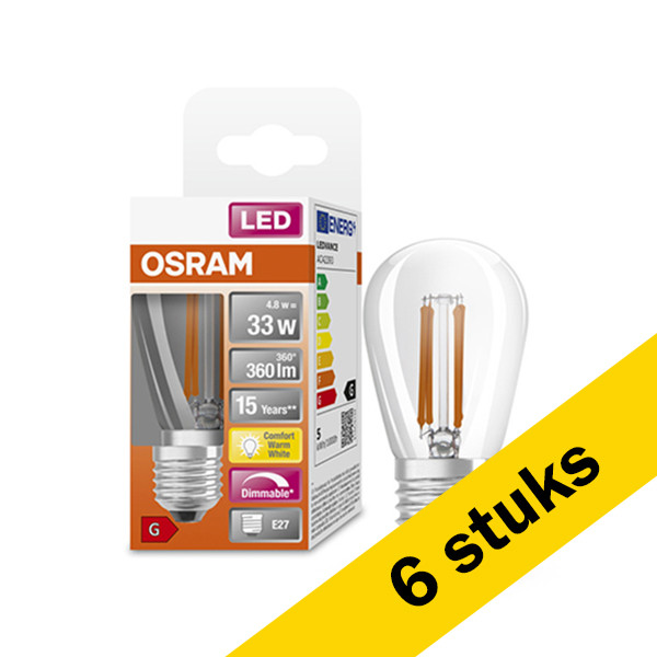 Osram Aanbieding: 6x Osram LED lamp E27 | Edison ST45 | Filament | Helder | 2700K | Dimbaar | 4.8W (35W)  LOS00177 - 1