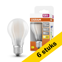 Osram Aanbieding: 6x Osram LED lamp E27 | Peer A60 | Mat | 2700K | 7.5W (75W)  LOS00101