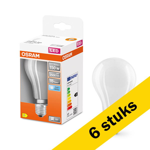 Osram Aanbieding: 6x Osram LED lamp E27 | Peer A60 | Mat | 4000K | 17W (150W)  LOS00111 - 1
