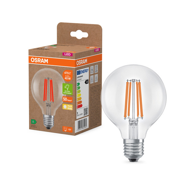 Osram LED lamp E27 | Globe G80 | Helder | Filament | 2700K | 2.2W (40W)  LOS00992 - 1