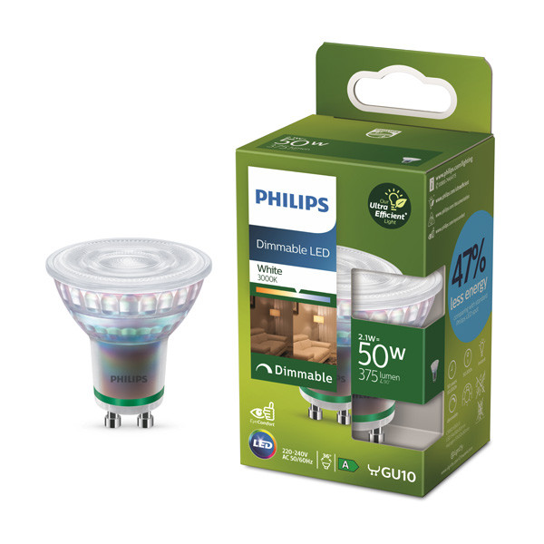 Philips GU10 LED spot | Ultra Efficient | 3000K | Dimbaar | 2.1W (50W)  LPH03794 - 1