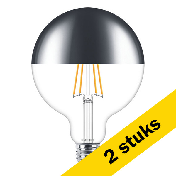 Philips Aanbieding: 2x  Philips LED lamp | E27 | Globe G120 | Kopspiegel | 2700K | Dimbaar | 7.2W (50W)  LPH00906 - 1