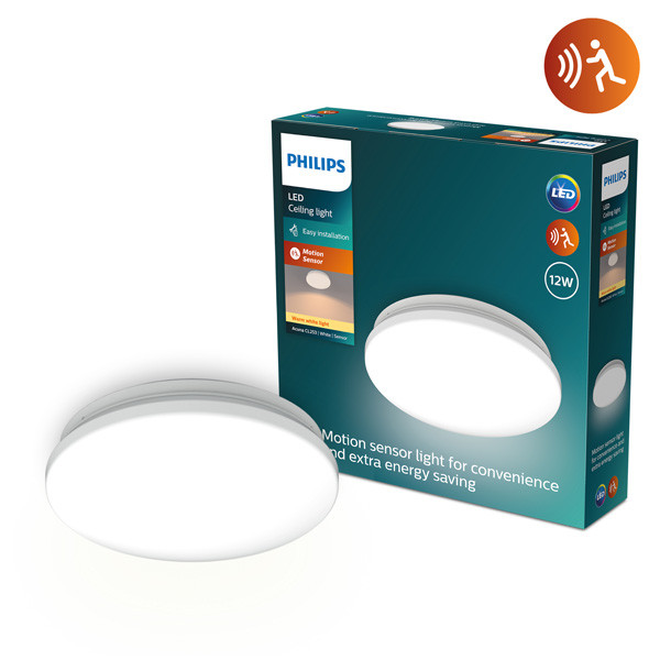 Philips Acuna plafondlamp met sensor | 2700K | Ø 24.5 cm | Wit | 12W  LPH03746 - 1