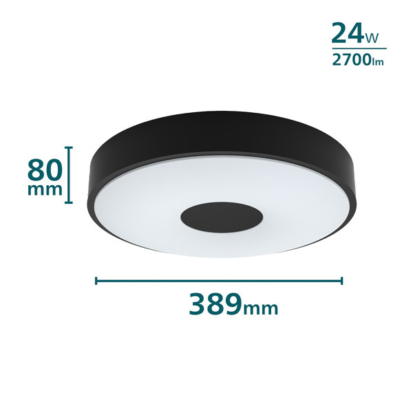 Philips Coiner plafondlamp | Ultra Efficient | SceneSwitch | 2700K | Ø 38.9 cm | Zwart | 24W  LPH03743 - 2
