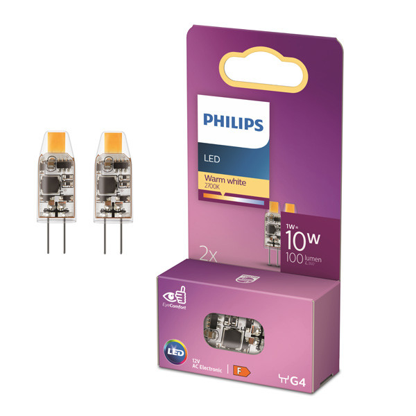 Philips G4 LED capsule | COB | Helder | 2700K | 1W (10W) 2 stuks  LPH03830 - 1