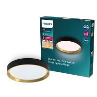 Philips Hanno plafondlamp | Ultra Efficient | SceneSwitch | 2700K | Ø 38.4 cm | Zwart/Goud | 24W  LPH03744