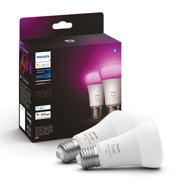 handelaar laten vallen Knipperen Philips Hue Smart lamp E27 | White en Color Ambiance | 1100 lumen | 9W | 2  stuks Philips HUE 123led.nl