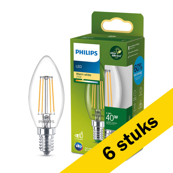Philips LED lamp E14 | Kaars B45 | Ultra Efficient | Filament | 2700K | Dimbaar | 2.3W (40W)  LPH03820 - 1