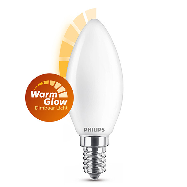 Korting Plicht moederlijk Philips LED lamp E14 | WarmGlow | Kaars B35 | Mat | 2200-2700K | 4.5W (40W)  Philips 123led.nl