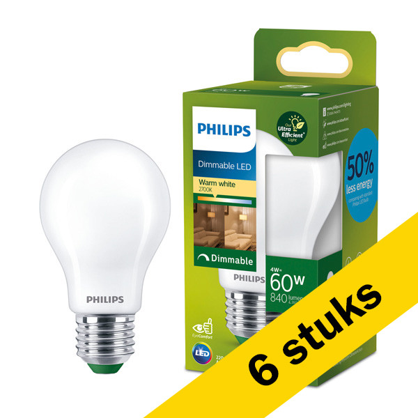Philips LED lamp E27 | Peer A60 | Ultra Efficient | Mat | 2700K | Dimbaar | 4W (60W)  LPH03814 - 1
