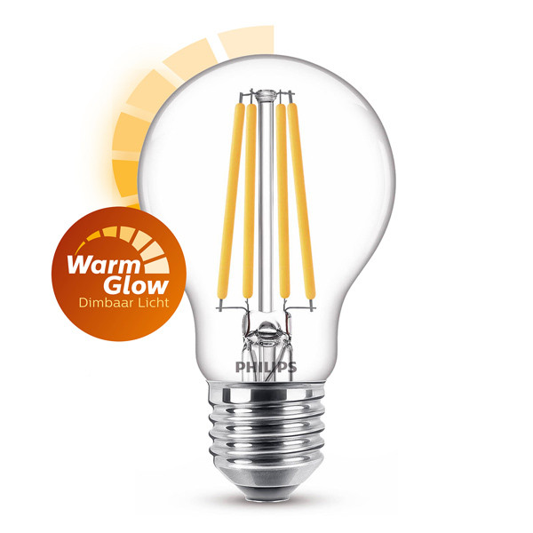magnetron Verlichten Geest Philips LED lamp E27 | WarmGlow | Peer A60 | Filament | 2200-2700K | 10.5W ( 100W) Philips 123led.nl