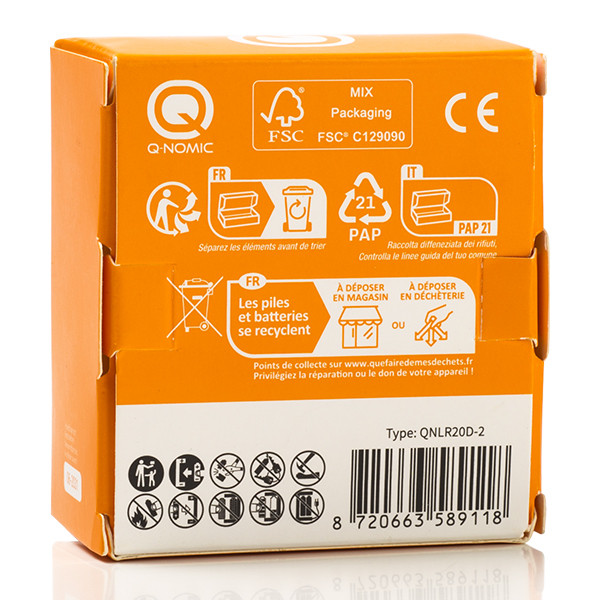 Q-Nomic LR20 / D Alkaline Batterij (2 stuks)  AQN00017 - 5