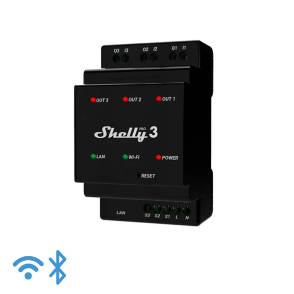 Shelly Pro 3 | Max 3x 3680W | Zwart  LSH00070 - 1