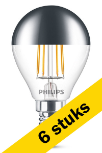 Signify Aanbieding: 6x Philips LED lamp E14 | Kogel P45 | Kopspiegel | Zilver | 2700K | 4W (35W)  LPH00488