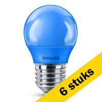 Signify Aanbieding: 6x Philips LED lamp E27 | Kogel P45 | Blauw | 3.1W (25W)  LPH00478